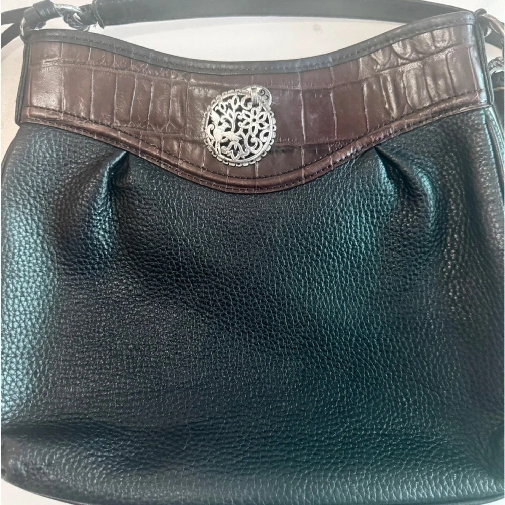 Brighton Black and Brown Leather Shoulder Bag